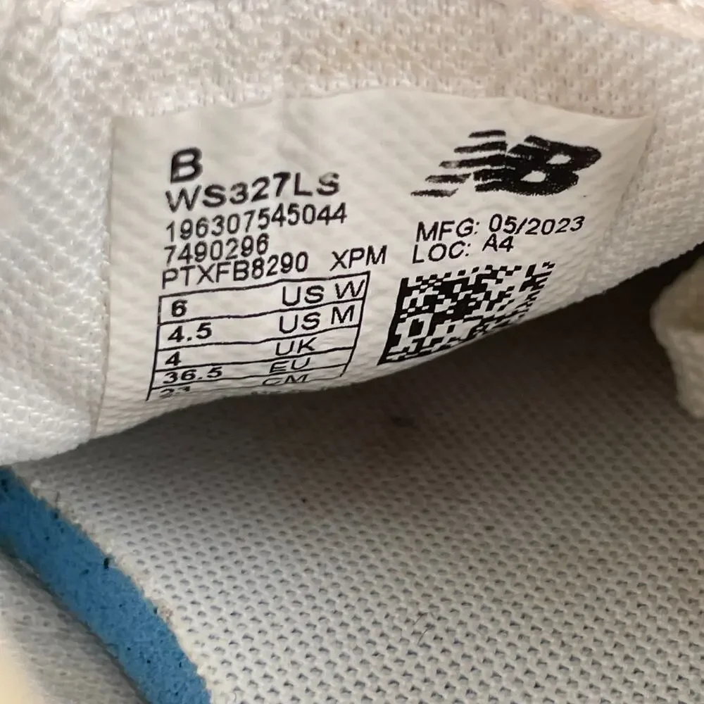 New Balance 327 Women's Size 6 White Leather Casual Sneakers Athletic Shoes EUC
